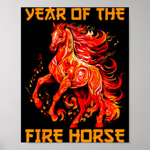 Jaar Van Het Vuurpaard Gelukkig Chinees Nieuwjaar Poster