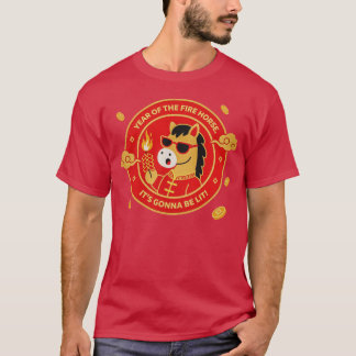 Jaar van het Vuurpaard Maans Nieuwjaar Rode Zodiac T-shirt