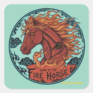 Jaar van het Vuurpaard Vierkante Sticker