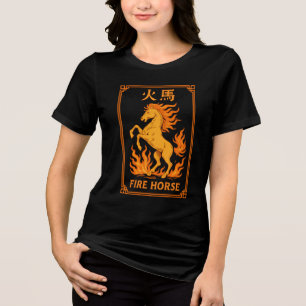 Jaar van het Vuurpaard – Vurig Mandala-badge Tri-Blend Shirt