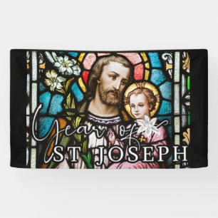 Jaar van Sint Joseph Glas in lood Religieuze Jezus Spandoek