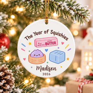 Jaar van Squishies Kinderen Kerstmis Keramisch Ornament