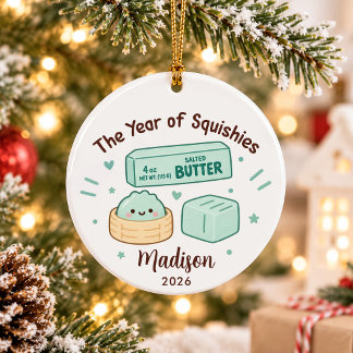 Jaar van Squishies Kinderen Kerstmis Keramisch Ornament