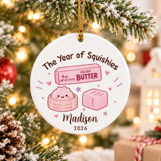 Jaar van Squishies Kinderen Kerstmis Keramisch Ornament
