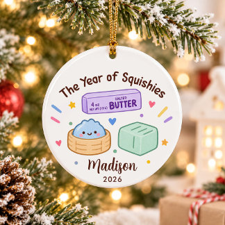 Jaar van Squishies Kinderen Kerstmis Keramisch Ornament