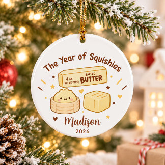 Jaar van Squishies Kinderen Kerstmis Keramisch Ornament