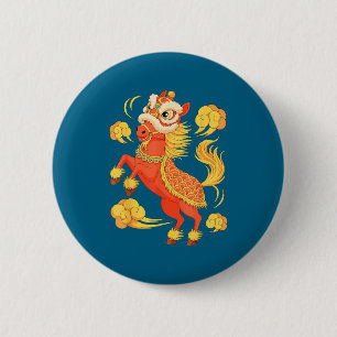Jaar Vuur Paard Maan Chinees Design Ronde Button 5,7 Cm