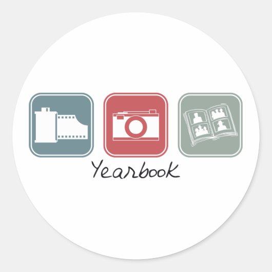 jaarboek (vierkantjes) ronde sticker (Voorkant)