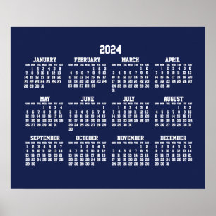 Jaarkalender 2024 Poster Blauw