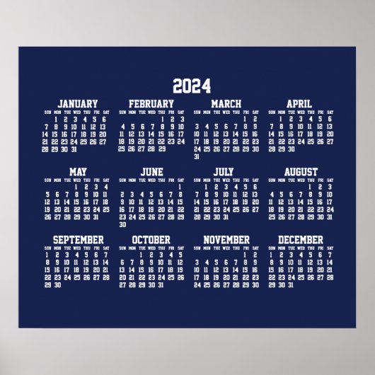 Jaarkalender 2024 Poster Blauw (Voorkant)