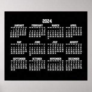 Jaarkalender 2024 Poster Zwart