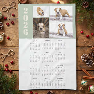 Jaarkalender 2026 Hondenhuisdier 4 Foto Collage Theedoek