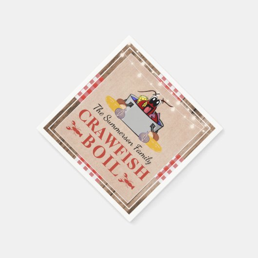 Jaarlijks familiefestijn met rivierkreeften koken  servet (Hoek)