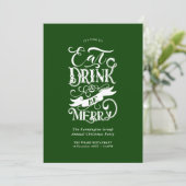 Jaarlijks Feest Eet Drink Be Merry Green Kaart (Staand voorkant)