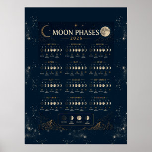 Jaarlijkse Astrologische Maanfase Poster