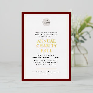 JAARLIJKSE CHARITY BALL plain elegant logo maroon Folie Uitnodiging