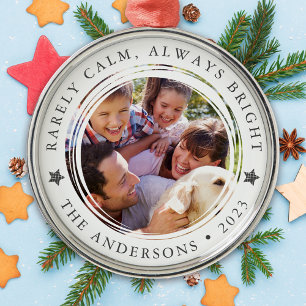 Jaarlijkse familiefoto zelden kalm altijd helder metalen ornament