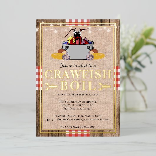 Jaarlijkse familiepicknick met kreeftsoep in rusti folie uitnodiging