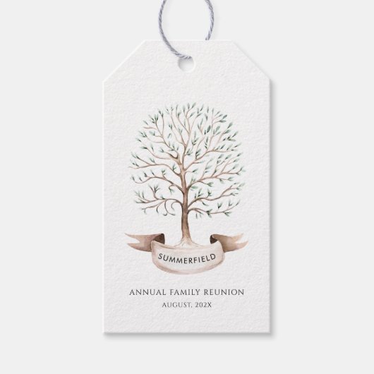 Jaarlijkse Family Reunion Tree Custom Cadeaulabel (Voorkant)