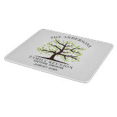 Jaarlijkse gezamenlijke familiereünie-stamboom op  snijplank (Hoek)