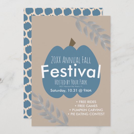 Jaarlijkse Herfstfestival Pompoentak Uitnodiging (Voorkant / Achterkant)