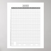 Jaarlijkse Kalender -- Grijs Witte Doelenplanner Poster (Voorkant)