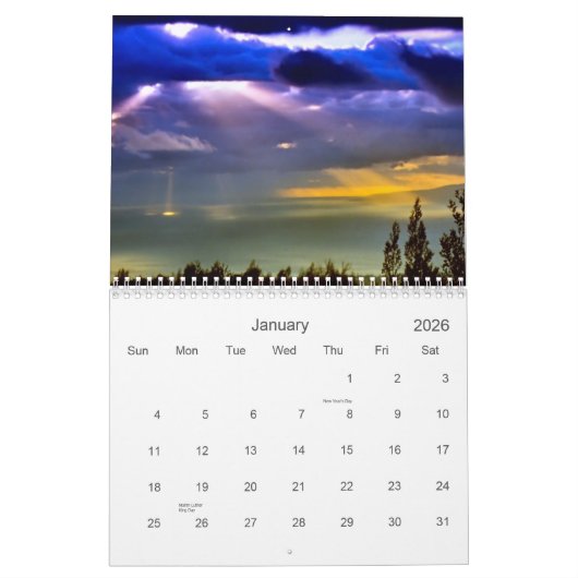 Jaarlijkse kalender Maui Hawaii (Jan 2026)