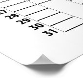 Jaarlijkse Kalender - Zwarte Witte Doelenplanner Poster (Hoek)