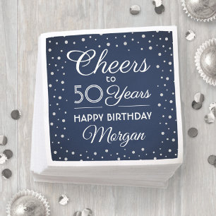 Jaarlijkse kazen Glitter Navy Blue en White Servet
