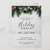 Jaarlijkse Kerstfeest Rustieke uitnodiging (Voorkant / Achterkant)