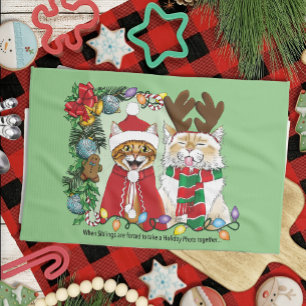 Jaarlijkse kerstfoto theedoek
