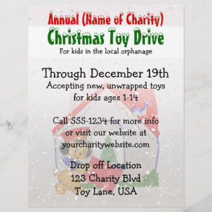 Jaarlijkse liefdadigheidskerstSpeelgoed-Cartoon vo Flyer