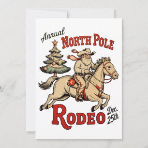 Jaarlijkse North Pole Rodeo 25 dec Cowboy Santa We Feestdagenkaart