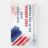 Jaarlijkse Parade 4 juli Rood Wit Blauw Custom Spandoek (Verticaal)