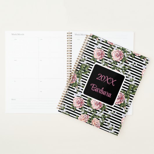 Jaarlijkse roze rozen personaliseren datum planner (Display)