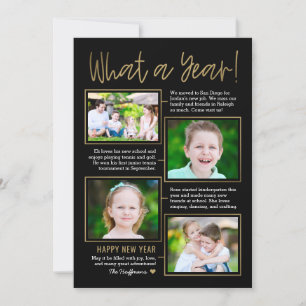 Jaaroverzicht Bewerkbare Kleur Nieuwjaarskaart Feestdagenkaart