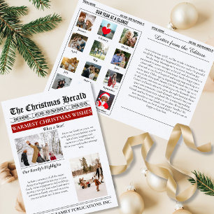 Jaaroverzicht Kerst Krant Multi Foto Feestdagen Kaart