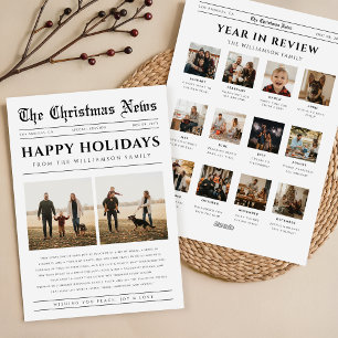 Jaaroverzicht Krantenfoto Kerstcollage Feestdagenkaart