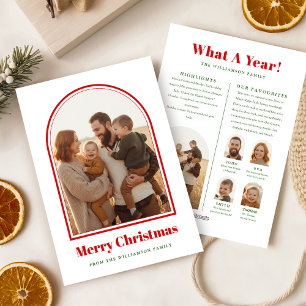 Jaaroverzicht Wat een jaar Boog Foto Kerstmis Feestdagenkaart