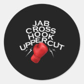 Jab Cross Hook Uppercut Boxer Funny Boxing Trainin Ronde Sticker (Voorkant)
