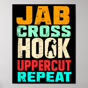 Jab Cross Hook Uppercut Herhaal Retro Kickboxing M Poster