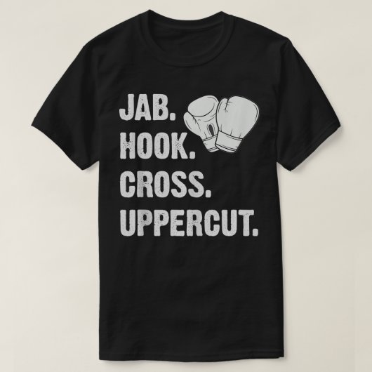 Jab Hook Cross Uppercut Grappige vechtsport Kickbo T-shirt (Design voorkant)
