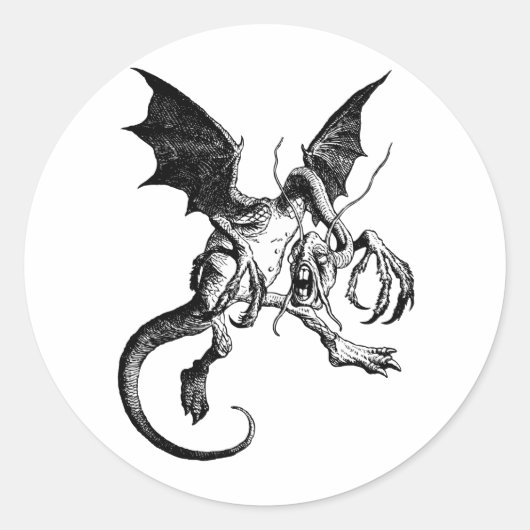 Jabberwocky Black Ronde Sticker (Voorkant)