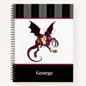 Jabberwocky Dragon met monogram en zwarte strepen Notitieboek (Voorkant)