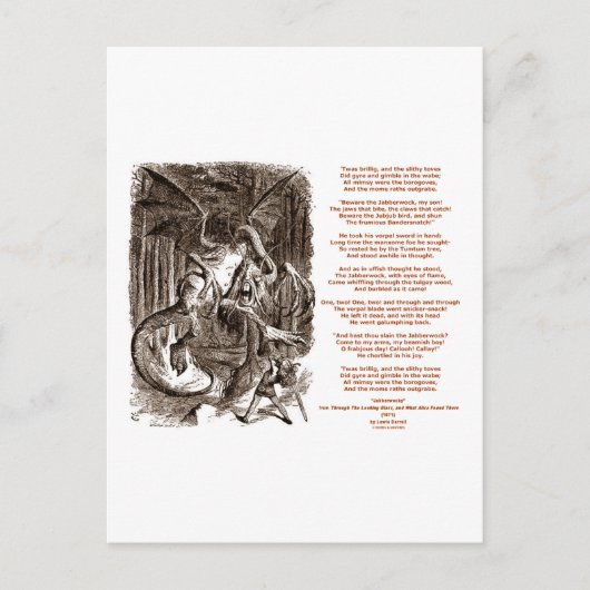 Jabberwocky Poem van Lewis Carroll Briefkaart (Voorkant)