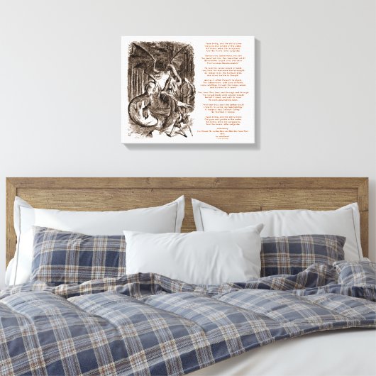 Jabberwocky Poem van Lewis Carroll Canvas Afdruk (Insitu (Slaapkamer))
