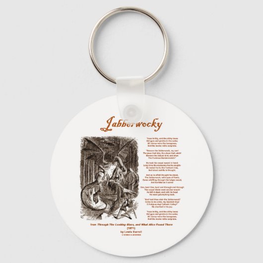 Jabberwocky Poem van Lewis Carroll (Zwarte Adder) Sleutelhanger (Voorkant)