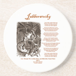 Jabberwocky Poem van Lewis Carroll (Zwarte Adder) Zandsteen Onderzetter