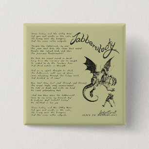 Jabberwocky Poem Vierkante Button 5,1 Cm