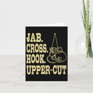 Jabs. Kruis. Hook. Boxing-trainer bovenaan Kaart
